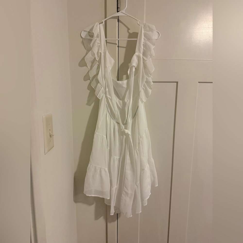 SHEIN White Ruffle Mini Dress - Picture 2 of 2